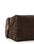 Suede Quilted Medium CHNL 25 Handbag Dark Brown