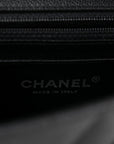Caviar Chevron Quilted Mini Rectangular Flap Black