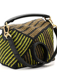 Raffia Calfskin Small Puzzle Bag Anise Olive
