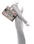 Canvas Embroidered Petites Fleurs Medium Book Tote Rose Multicolor