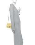 Lambskin Quilted Mini Square Flap Light Yellow