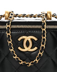 Calfskin Quilted Mini Perfect Fit Vanity Case With Chain Black