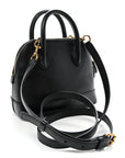 Signature Grained Calfskin Logo XXS Ville Top Handle Bag Black White
