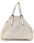 Nappa Intrecciato Canvas Fringe Maltinto Tote White