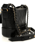 Aged Calfskin Quilted Small Gabrielle Hobo Black