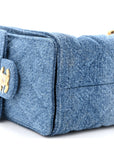 Washed Denim Quilted Mini CHNL 25 Handbag Blue