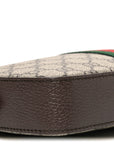 GG Supreme Monogram Textured Dollar Calfskin Web Ophidia Wristlet Shoulder Bag Beige Ebony New Acero