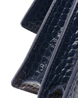 Calfskin Crocodile Embossed Medium Monogram Sunset Navy