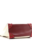 Canvas Crocodile Embossed Bi-Color Mini Luggage Beige Red