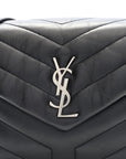 Calfskin Y Quilted Monogram Small Loulou Chain Satchel Black