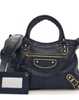 Chevre Gold Metallic Edge Hardware Town Bleu Nuit Dark Sea