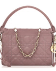 Lambskin Cannage Milly Mini Drawstring Bag Pink Peony