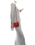 Suede Quilted Mini Square Flap Red