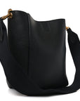 Soft Grained Calfskin Small Sangle Bucket Bag Black