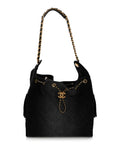 Washed Denim Quilted Medium CHNL 25 Handbag Black