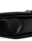 Lambskin Chevron Chain Stitched Small Boy Flap Black