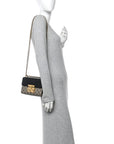 GG Supreme Monogram Calfskin Small Padlock Shoulder Bag Beige Black Cuir