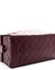 Shiny Crumpled Calfskin Quilted Medium CHNL 25 Handbag Dark Burgundy