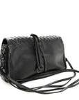 Nappa Intrecciato Small Double Pocket Flap Black