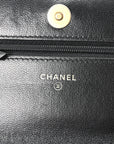 Lambskin Quilted CHNL 19 Wallet On Chain WOC Black