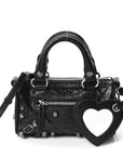 Agneau Arena Crystal Neo Nano Cagole Handbag Black