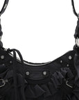 Ruffled Jersey Le Cagole Shoulder Bag XS Black
