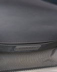 Metallic Caviar Chevron Quilted Small Boy Flap Silver
