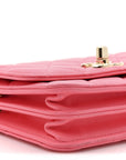 Lambskin Quilted Mini Trendy CC Wallet On Chain WOC Pink