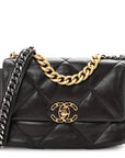 Lambskin Quilted Medium CHNL 19 Flap Dark Brown