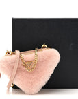 Saffiano Shearling Triangle Mini Pouch Orchidea