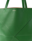 Shiny Calfskin XL Puzzle Fold Tote Tropical Green