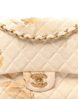 Denim Floral Printed Medium Double Flap Beige