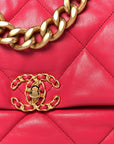Goatskin Quilted Large CHNL 19 Flap Dark Pink