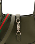 Sea Calfskin Web Medium Jackie 1961 Hobo Dark Green