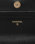 Lambskin Quilted CHNL 19 Wallet On Chain WOC Black