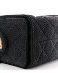 Washed Denim Quilted Mini CHNL 25 Handbag Black