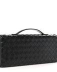 Nappa Intrecciato Long Andiamo Top Handle Clutch Black