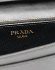 Saffiano Metal Flap Wallet With Strap Black
