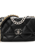 Lambskin Quilted Medium CHNL 19 Flap Black
