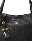 Vitello Daino Shopping Tote Black