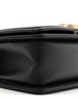 Calfskin Chevron Quilted Small Boy Flap Black