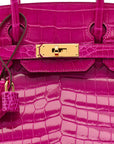 Shiny Niloticus Crocodile Birkin 30 Rose Scheherazade