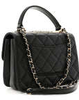 Lambskin Quilted Small Trendy CC Chain Dual Handle Flap Bag Black