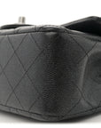 Iridescent Caviar Quilted Mini Rectangular Flap Black