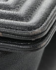 Caviar Quilted Medium Boy Flap Dark Grey