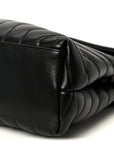 Calfskin Y Quilted Monogram Medium Loulou Chain Satchel Black