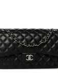 Lambskin Quilted Jumbo Double Flap Black