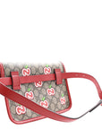 GG Supreme Monogram Apple Interlocking G Belt Bag Beige Multicolor Lobster Red