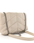 Lambskin Quilted Toy Loulou Puffer Monogram Chain Satchel Crema Soft