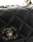 Lambskin Quilted Small Trendy CC Chain Dual Handle Flap Bag Black